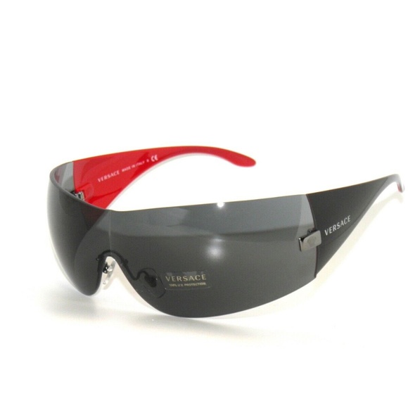 Versace 2054 100187 Black red Grey Shield Sunglasses